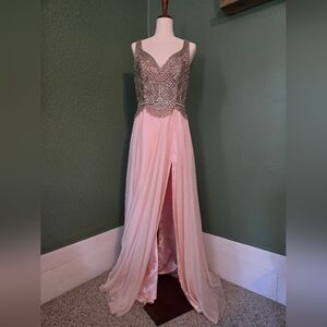 Mac Duggal Pink Beaded Prom Dress